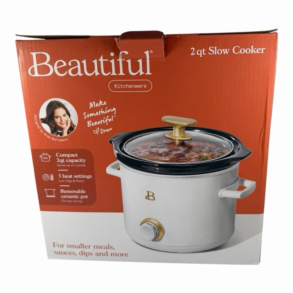 Beautiful by Drew Barrymore 2qt Slow Cooker Porcini Toupe NEW